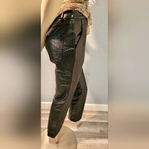 GREY LAB Faux Leather Pants High Waisted  Metalic Black Five Packet Size S